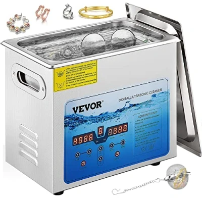 Abbildung von VEVOR Ultraschallreinigungsgerät Ultraschallreiniger Ultraschallgerät 6 L für Brille Uhren Schmuck Ohrringe Ringe Halsketten Rasierer Zahnprothesen Werkzeuge, Reinigung Ultraschall 36 40 KHz