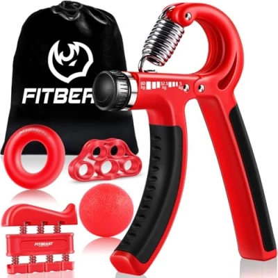 Abbildung von FitBeast Handtrainer Fingertrainer, Griffkraft Trainer Trainingsset 5er Pack, Verstellbarer Grip Trainer, Finger Trainingsgerät, Handgelenk Trainingsring &amp; Stressabbau Griffkugel