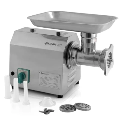 Abbildung von Mahlzeit Fleischwolf Profi Edelstahl elektrisch, 750W 150kg/h, Wurstfüller, 750 W