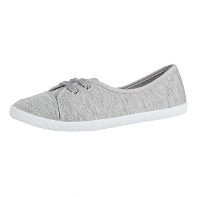 Abbildung von Elara Damen Ballerinas Schnürer Flach Chunkyrayan BD1413 Grau 39