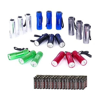 Abbildung von EverBrite 18tlg. LED Taschenlampen Set, mini kleine Kinder Taschenlampe mit Lanyard und 54 AAA Batterien, Mitgebsel Gastgeschenke Handlampe für Notfall, Outdoor, Camping