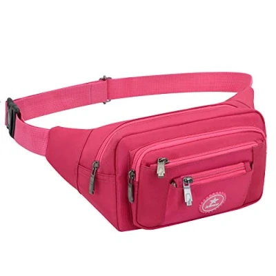 Abbildung von Ariineer wasserdichte Bauchtasche Damen Herren für Reise und Sport Plus Size, Hüfttasche Sport, Wasserdicht Hüfttaschen Running Size (Rose Rot)
