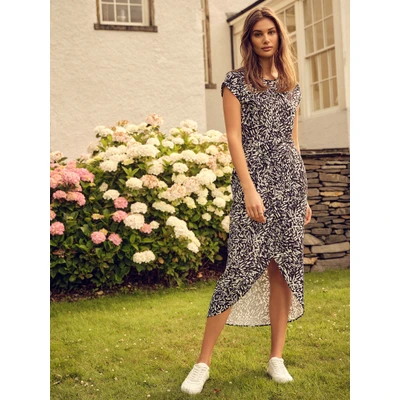 Abbildung von Apricot Druckkleid Abstract Print Crepe Wrap Dress, (1 tlg) mit asymmetrischem Saum