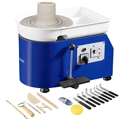 Abbildung von VEVOR Töpferscheibe Keramik Rad Maschine 350 W, Elektrische 28 cm 300 U/min Töpferscheibenmaschine, mit Pedal &amp; Schürze Formmaschine, Geeignet für Anfänger, Enthusiasten usw.