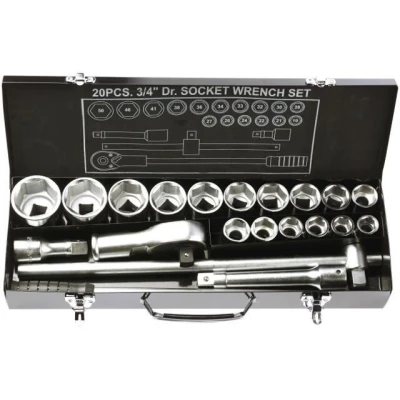 Abbildung von YATO YT 1335 Steckschlüsseleinsatz Set 20 Chrom Vanadium Stahl, Werkzeugstahl 3/4