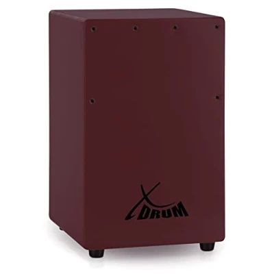 Abbildung von XDrum KC 37WR Kinder Cajon Kleine speziell für Nur 36 cm hoch Snare Effekt durch stimmbare Gitarrensaiten Weinrot