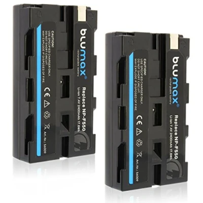 Abbildung von 2X Blumax Akku kompatibel mit Sony NP F550 / F530 F570 2400mAh (Blackmagic F570) auch für Diverse Blitzgeräte Videoleuchten Fieldmonitore