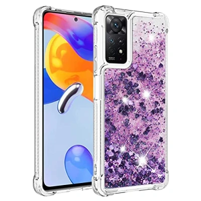 Abbildung von KBIKO zxl Kompatibel mit Hülle Xiaomi Redmi Note 11 Pro 5G Handyhülle, Glitter Flüssig Treibsand Silikon TPU Bumper Schutzhülle Mädchen Frauen für 4G.Purple YBL