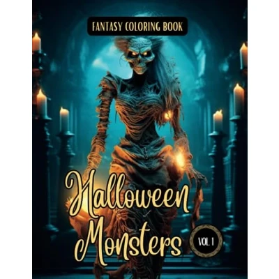 Abbildung von Fantasy Coloring Book Halloween Monsters Vol. 1: For Adults and Teens Black Line Grayscale Images of Night Creatures