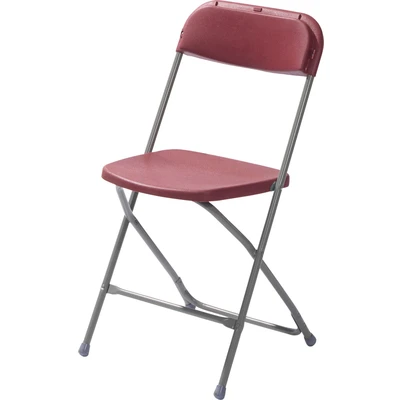 Abbildung von Budget Klappstuhl grau/bordeaux, klappbar und stapelbar, Stahlgestell, 43x49x80cm (BxTxH), 50130