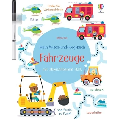 Abbildung von Mein Wisch und weg Buch: Fahrzeuge: mit abwischbarem Stift Zähl , Zuordnungs Schwungübungen für Kinder ab 4 Jahren (Meine Bücher)