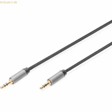Abbildung von DIGITUS Audio Anschlusskabel 3,5mm Klinke auf AUX Kabel Stereo vergoldete Kontakte geflochtenes 1,8m schwarz für Stereoanlagen, Heimkino, Soundbar, Computer