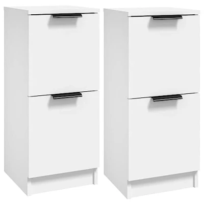 Abbildung von vidaXL 2X Sideboard Kommode Anrichte Schrank Beistellschrank Mehrzweckschrank Standschrank Flurschrank Weiß 30x30x70cm Holzwerkstoff