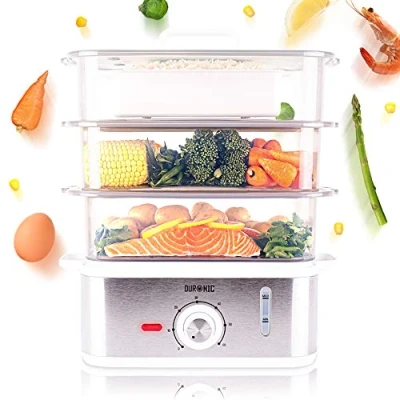 Abbildung von Duronic Dampfgarer, FS87 Dampfgarer 870 W, 3 Dampfgarbehälter BPA frei, 10,6 L