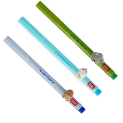 Abbildung von LEGAMI Gelstift Lovely Friends, dekoratives Tier, abnehmbar und neu kombinierbar, verhindert Rollen, feine 0,5 mm Spitze, 3er Set Faultier Lama Koala (3er FLUFFY)