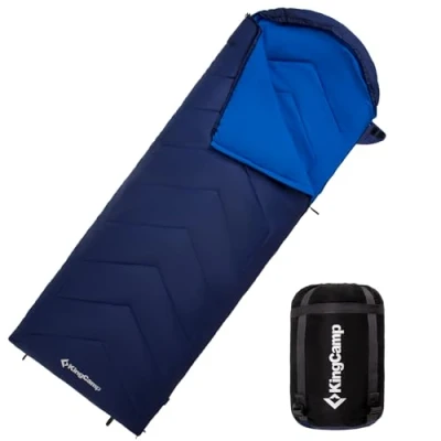 Abbildung von KingCamp Schlafsack, warm und leicht, Innen Außendesign, komplett entfaltbar, wasserabweisend langlebig, Schlafsack Outdoor Camping, (Navy L Zip, 220x75cm)