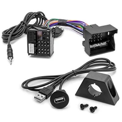 Abbildung von Adapter Universe USB AUX In 3,5mm Klinke MMT Radio Einbau Buchse Kabel Set KFZ