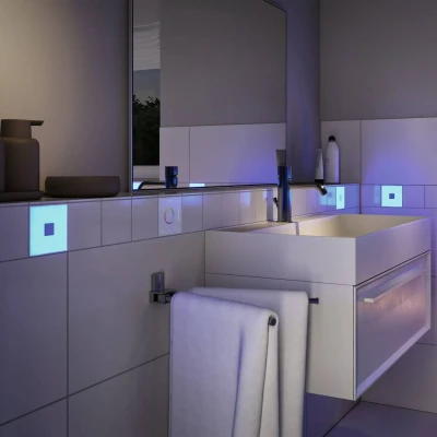 Abbildung von Paulmann 78423 LumiTiles Zubehör Smart Home Zigbee Square Touch Modul IP44 10x10cm RGBW Farbsteuerung Weiß Steuerung Kunststoff, Aluminium