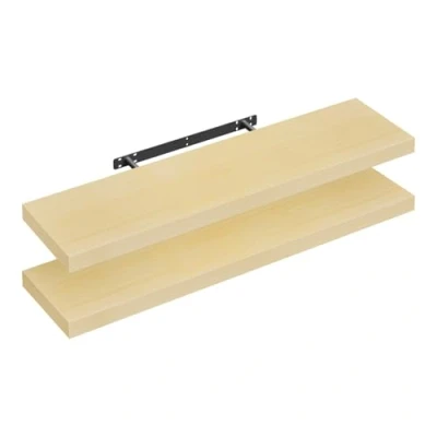 Abbildung von WOLTU Wandregal 2er Wandboard Bücherregal Regale für Deko Wandablagen aus MDF Holz,Hängeregal Gelb Eiche, 90x22.9x3.8 cm RG9370kei 2