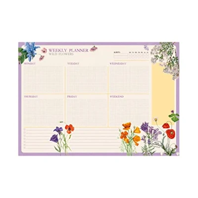 Abbildung von Grupo Erik Wochenplaner Tischkalender Block A4 Kalender Planer Botanical Wild Flowers Tischplaner ohne festes Datum Schreibunterlage auf Englisch