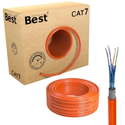 Abbildung von Germany B.e.s.t CAT 7 100M Simplex Netzwerkkabel Verlegekabel Kupfer LAN Kabel Ethernetkabel S/FTP 10 Gbit/s Kat reines Datenkabel PoE+ LSZH