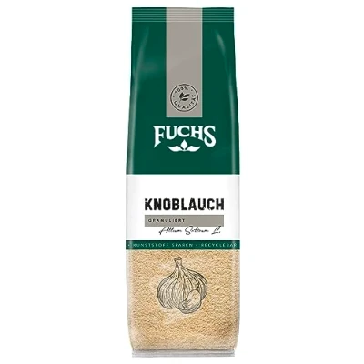 Abbildung von Fuchs Gewürze Knoblauch granuliert im recyclebaren Nachfüllbeutel 85 g