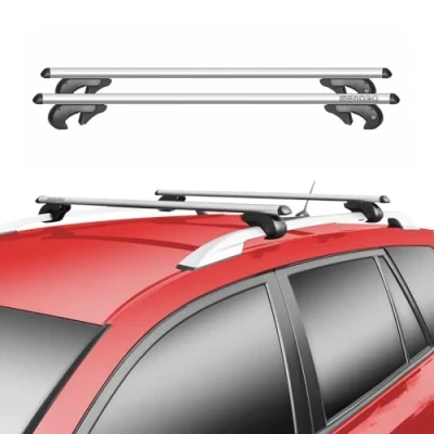 Abbildung von Menabo Dachträger Gepäckträger kompatibel mit VW Caddy 2015 2020 90kg TÜV Aluminium Grau 2X