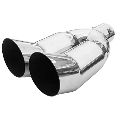 Abbildung von Universell Auspuffblende Doppelrohr Endrohr Edelstahl Auto Endrohrblenden Auspuffendrohr Tuning Schalldampf Blende Sport Rund Chrom 59 mm