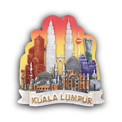 Abbildung von 3D Kuala Lumpur Malaysia Kühlschrankmagnet Tourist Travel Souvenirs Handgemachte Harz Handwerk Magnetics Home Küche Dekoration Sammlung Geschenk