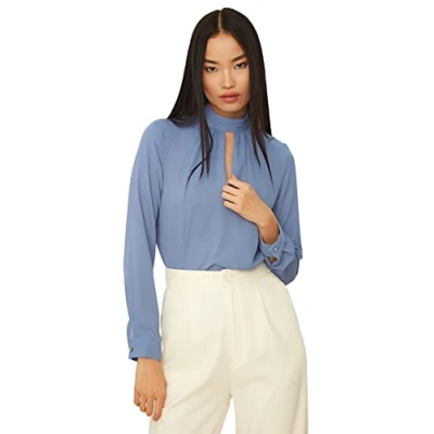 Abbildung von TRENDYOL Damen Detailed of the Blue Collar Blouse, Blau, 42 EU