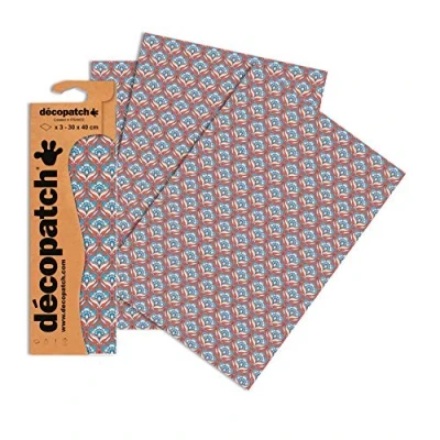 Abbildung von Decopatch Papier No. 767 (orange lachs blau Barock, 395 x 298 mm) 3er Pack