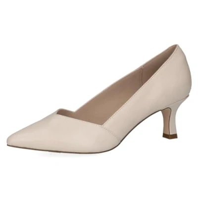 Abbildung von CAPRICE Damen Pumps Spitz aus Leder, Cremefarben (Cream Perlato), 38 EU