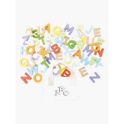 Abbildung von Le Toy Van PL143 Lernspiel mit Alphabet Buchstaben, 18 Monate, Montessori, umweltfreundlich, Holz, 60 Teile, inklusive Baumwolltasche Griff
