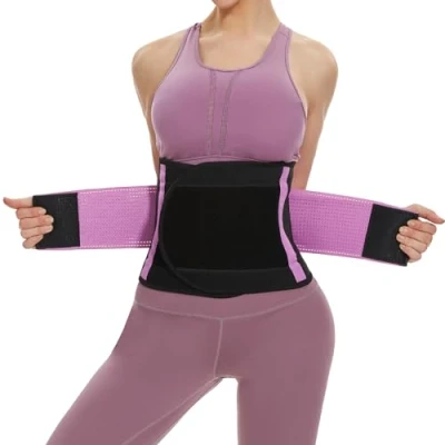Abbildung von SIHOHAN Bauchweggürtel, Schwitzgürtel Fitness Gürtel, Verstellbarer Taille Trimmer Gürtel Fitnessgürtel, Waisttrainer Taillenformer, Bauchgürtel für Herren und Damen（Violett, XL）