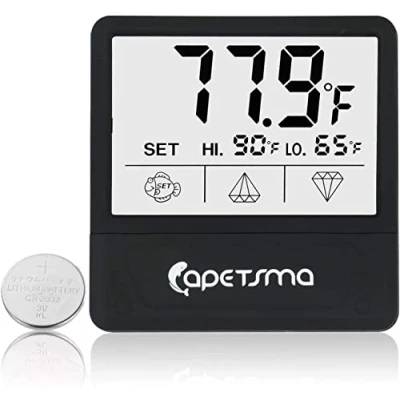 Abbildung von capetsma Digital Aquarium Thermometer, 6 x 5 cm Large LCD Screen, Digitales Aquarien Thermometer für alle Aquariengrößen, einfache und sichere Messung der Wassertemperatur im Aquarium, Flash Alarm