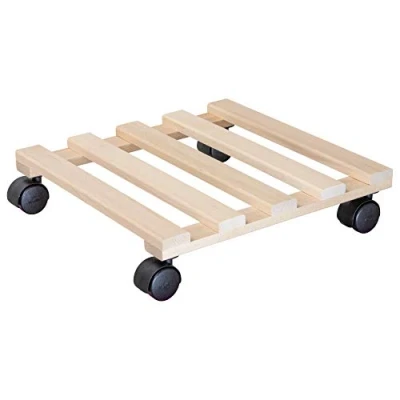 Abbildung von WAGNER Pflanzenroller PALETTI 34 x 8 cm I für Innenbereich Blumenroller aus FSC® Massivholz, Buche Natur Kübelroller Holz Tragkraft 100 kg Made in EU 20033501