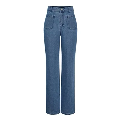 Abbildung von Pieces Women&#039;s PCAMA HW Wide Jeans LB BC Jeanshose, Light Blue Denim, S