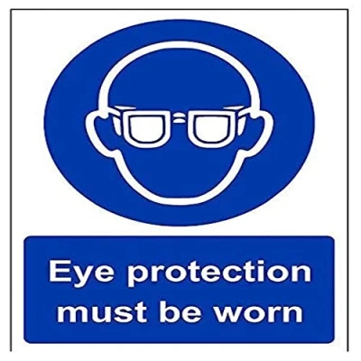 Abbildung von vsafety 41041 an r &quot;Eye Protection must be worn&quot; Pflicht Schutzbekleidung Zeichen, starrer Kunststoff, Porträt, 150 mm x 200 mm, blau
