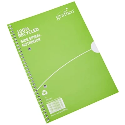Abbildung von Graffico NU003359 Ring Notizbuch recycelt spiralgebunden liniert 100 Seiten A5 (Set 10 Pack)