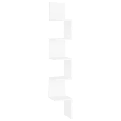 Abbildung von vidaXL Wand Eckregal Bücherregal Wandregal Hängeregal Regal Küchenregal Schweberegal Dekoregal Wohnzimmer Weiß 20x20x127,5cm Holzwerkstoff