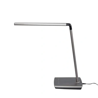 Abbildung von Lindby LED Schreibtischleuchte Kuno, grau, USB, Touchdimmer
