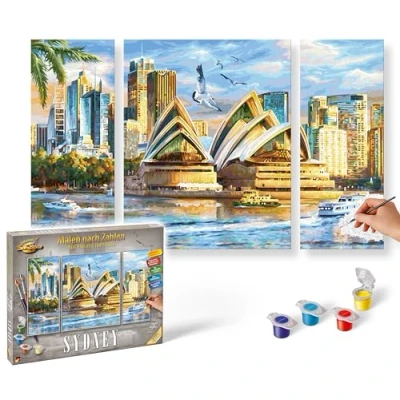 Abbildung von Schipper Malen nach Zahlen Meisterklasse Triptychon Sydney, Made in Germany