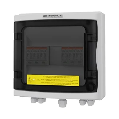 Abbildung von Solar Anschlusskasten DC 1000V 2x Mersen Überspannungsschutz T1/T2 2 Strings IP65 Photovoltaik PV Blitzschutz Doktorvolt