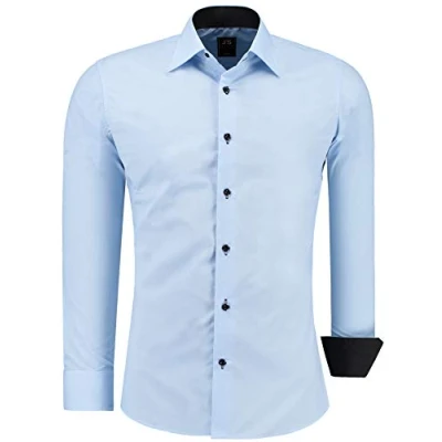 Abbildung von J&#039;S FASHION Herren Hemd Slim Fit Langarm Freizeithemd Pflegeleicht Bügelleicht Hellblau 4XL
