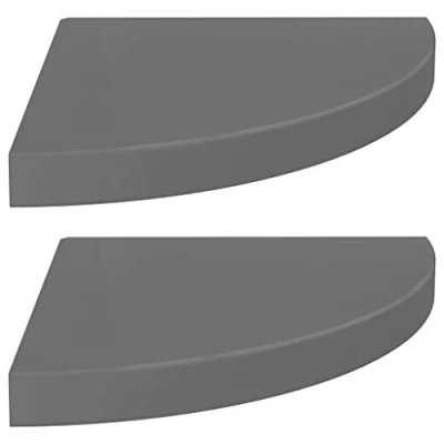 Abbildung von vidaXL 2X Eckregal Schweberegal Wandregal Bücherregal CD DVD Regal Wandboard Hängeregal Wand Dekoregal Freischwebend Hochglanz Grau 35x35x3,8cm MDF