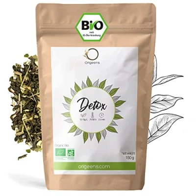 Abbildung von BIO DETOX Tee ZUM ABNEHMEN 150g Heiß &amp; Eistee Loser auf Basis von grünem und Mate aus kontrolliert biologischem Anbau Entgiftungskur 30 Tage