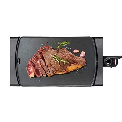 Abbildung von Taurus Asteria Grill und Bratplatte 2200W 28 x 22 cm Grillplatten Elektrogrill mit Temperaturregelung 180 Öffnungswinkel Cool Touch Griff Antihaftbeschichtung Schwarz/Edelstahl