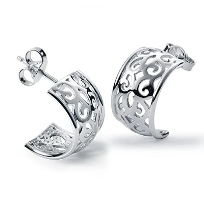 Abbildung von Materia Paar Creolen Damen Silber Halbcreolen Ornamente SO 72, 925 Sterling Silber, rhodiniert