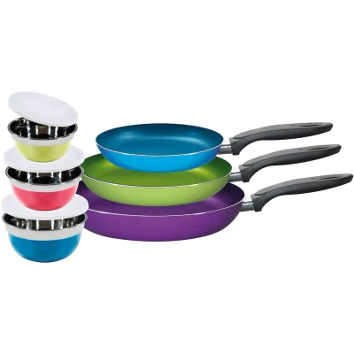 Abbildung von KING Pfannen Set &quot;Küchenstart&quot;, Aluminium, (Set, 9 tlg., 3 Schüsseln, Kunststoffdeckel, Pfannen), Induktion, Keramikbeschichtung