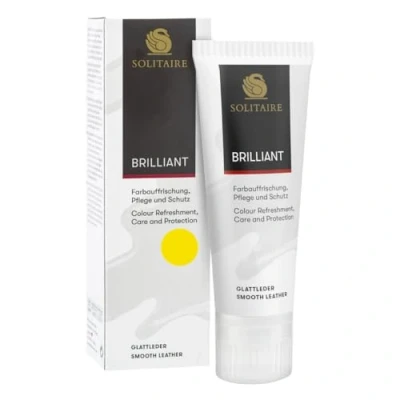 Abbildung von SOLITAIRE Brilliant Schuhcreme Farbe: Gelb, mit Farbauffrischung für Glattleder und intensive Pflege leichte Imprägnierung Schuhe, Taschen, Kleidung, Schwammaufträger, 75ml